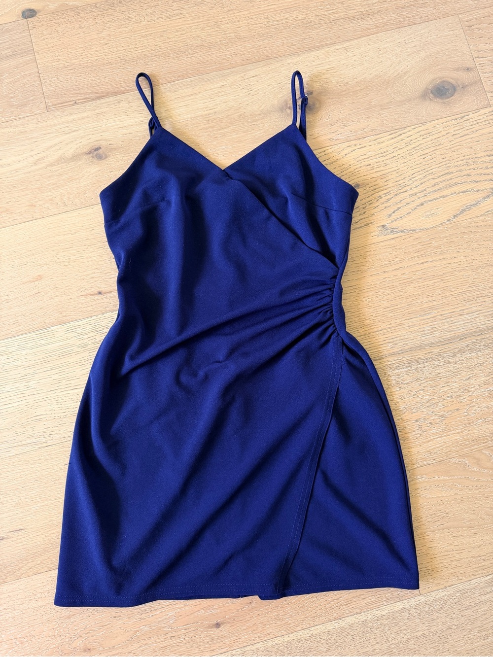 Altar'd State Navy Spaghetti Strap V-neck Wrap Mini Dress